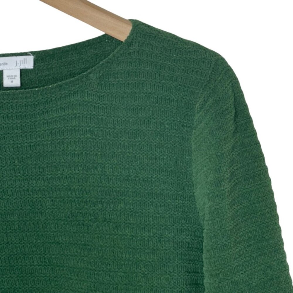 J. JILL | Women's Emerald Green Cozy Relaxed Chenille Crewneck Sweater | Size M - Picture 3 of 12